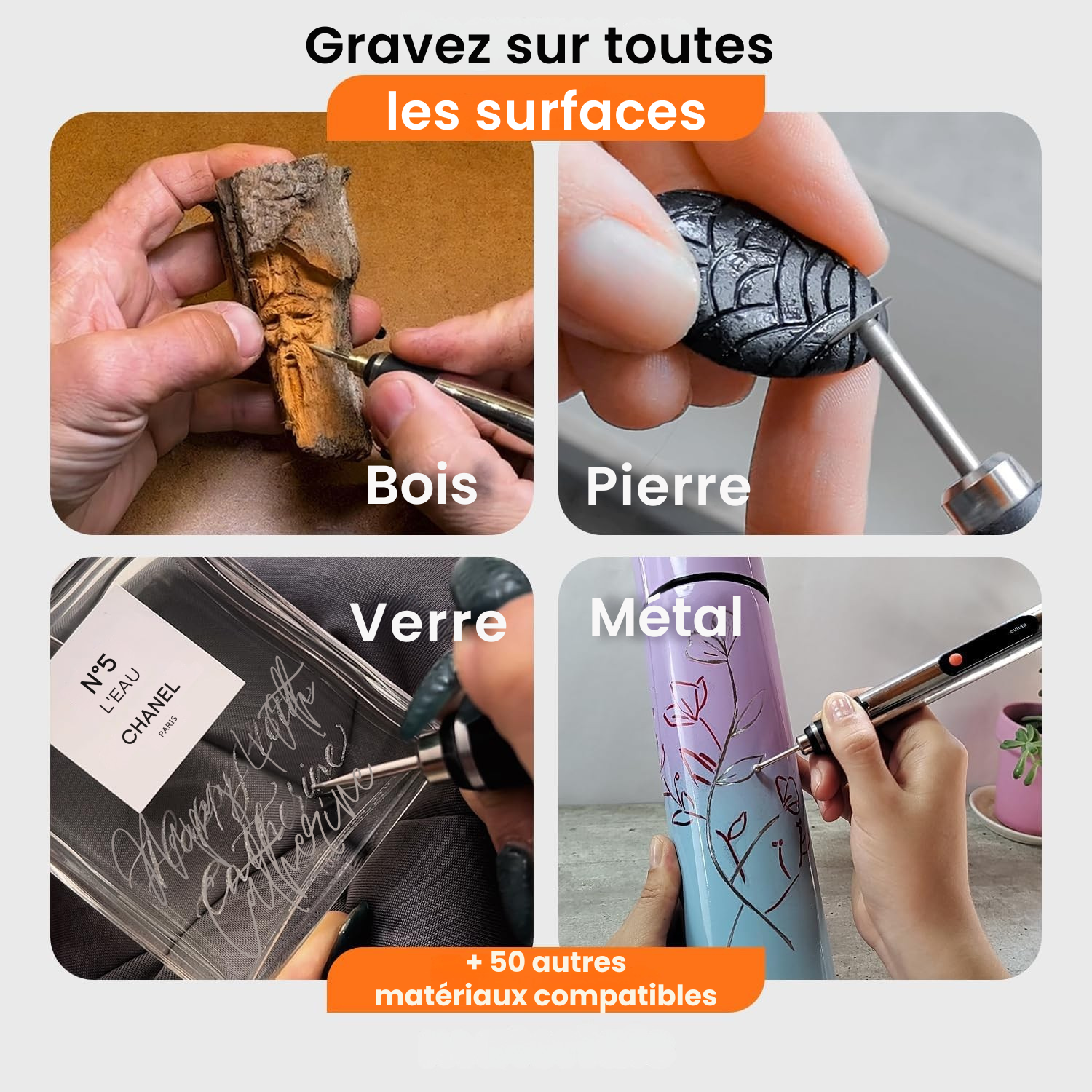 Kit de gravure complet pour personnaliser vos objets, pour débutants et passionnés.